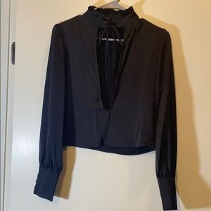 Plunging neckline blouse